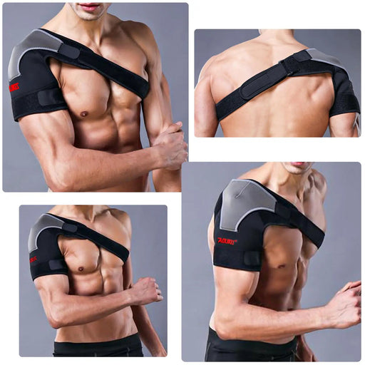Left Shoulder Adjustable Support Brace Compression Strap Heat Patch Protection Sports by salelink.co.nz