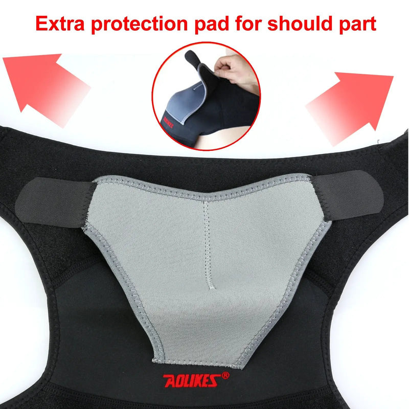 Right Shoulder Adjustable Support Brace Compression Strap Heat Patch Protection Sports by salelink.co.nz