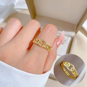 Aurora Link Gold Crystal Adjustable Ring by Poppy Gifts