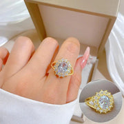 Aurora Halo Gold Crystal Adjustable Ring by Poppy Gifts
