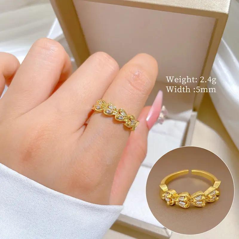 Everheart Gold Crystal Adjustable Ring by Poppy Gifts