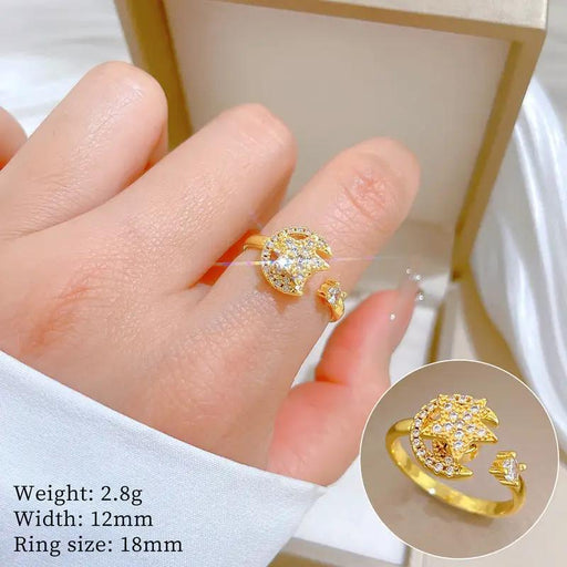 Poppy Gifts Jewellery Luna Star Gold Crystal Adjustable Ring Luna Star Gold Crystal Adjustable Ring