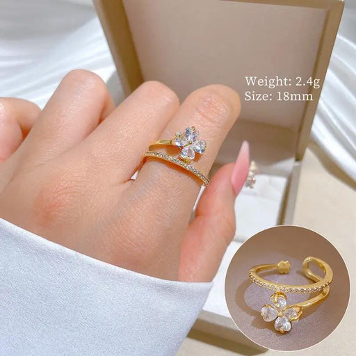 Poppy Gifts Jewellery Blossom Grace Gold Crystal Adjustable Ring Blossom Grace Gold Crystal Adjustable Ring
