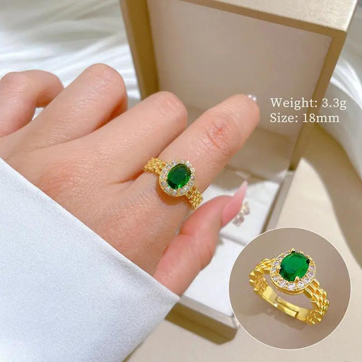 Poppy Gifts Jewellery Emerald Royale Gold Crystal Adjustable Ring Emerald Royale Gold Crystal Adjustable Ring