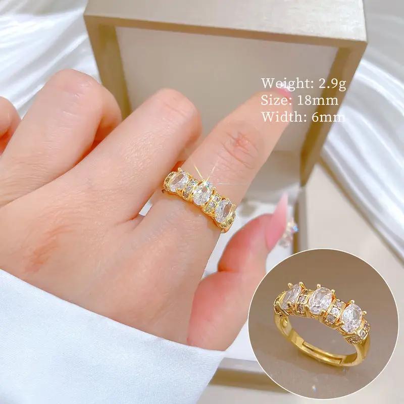 Aurora Luxe Gold Crystal Adjustable Ring by Poppy Gifts