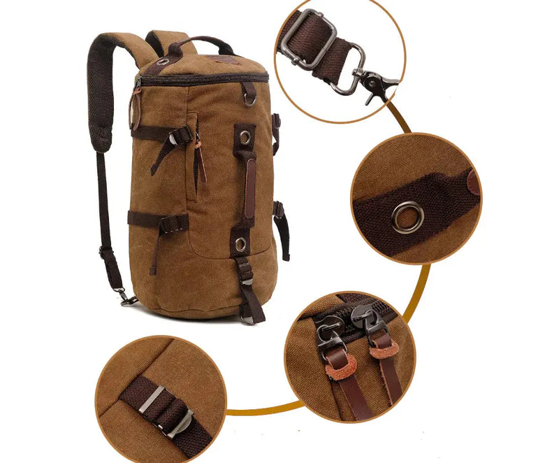 50L Canvas Hiking Backpack - Retro Style Travel Rucksack with Leather Accents | Men's Outdoor Pack by Mead's Supply & Equipment Outfitters limited