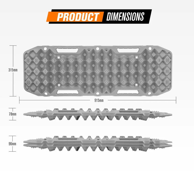 BUNKER INDUST Pair 10T Recovery Tracks - Grey by Kiwi Offroad