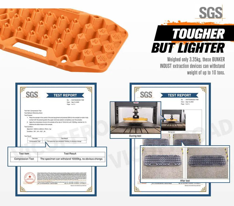 Bunker Indust Recovery Tracks Farm Jack Base 10T Board Sand Mud Snow OffRoad 4WD - Orange by Kiwi Offroad