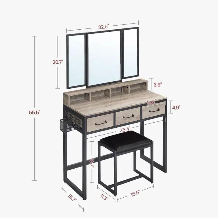 VASAGLE Makeup Vanity with Stool Dressing Table by The Shopsite