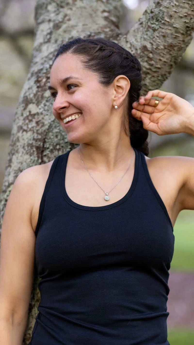 Women's Racerback Tank Top - Merino Blend, Black by Merino 365 NZ