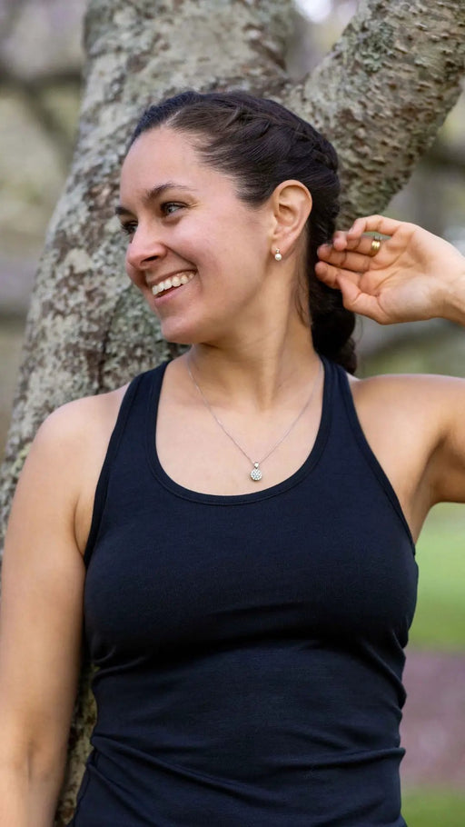 Women's Racerback Tank Top - Merino Blend, Black by Merino 365 NZ