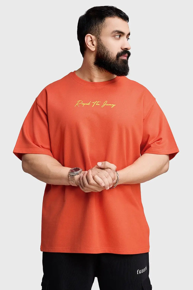 Respect The Journey Oversized T-shirt Orange by Fuaark Nz