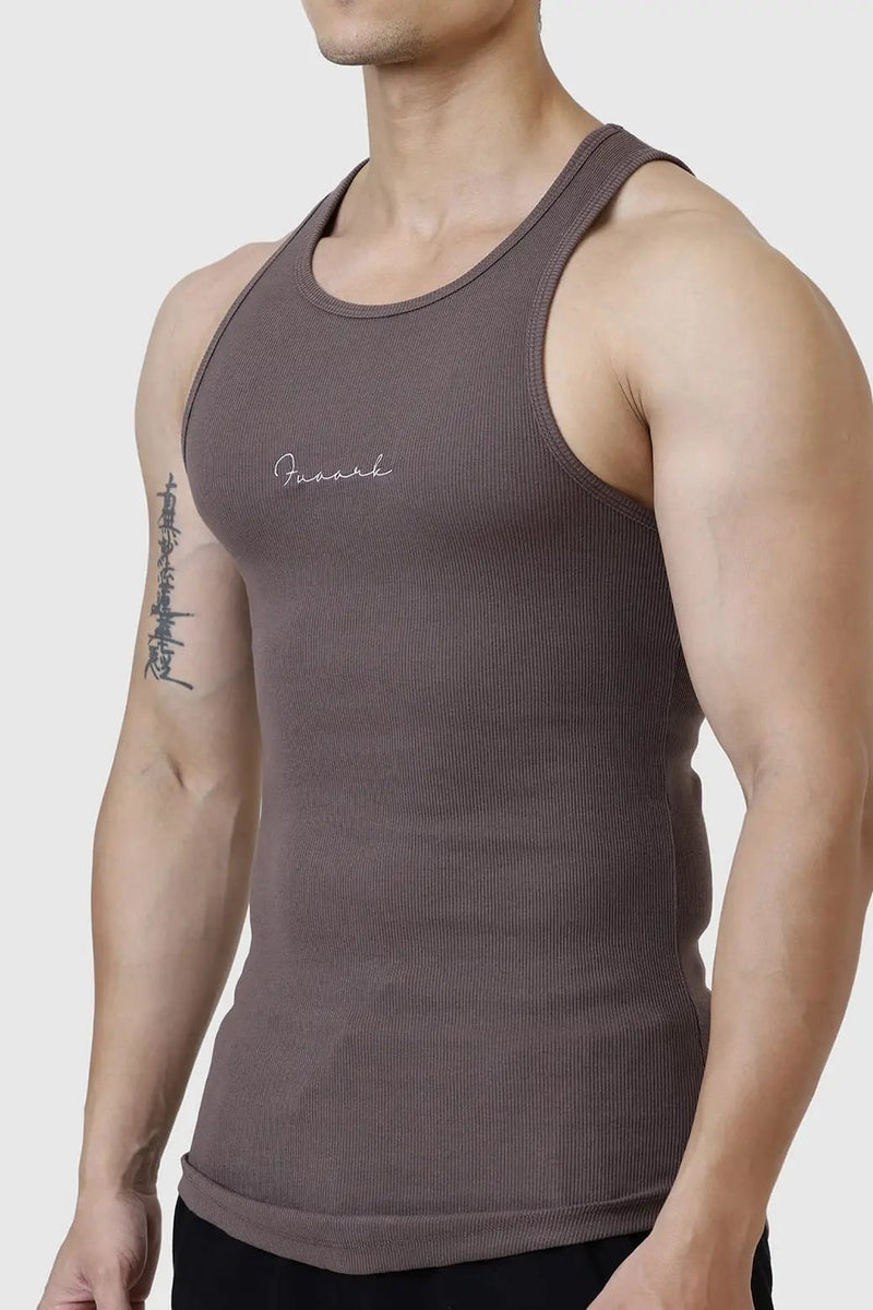 Ribbed Tank Brown by Fuaark Nz