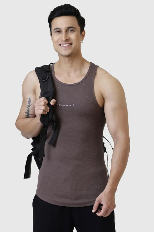 Ribbed Tank Brown by Fuaark Nz