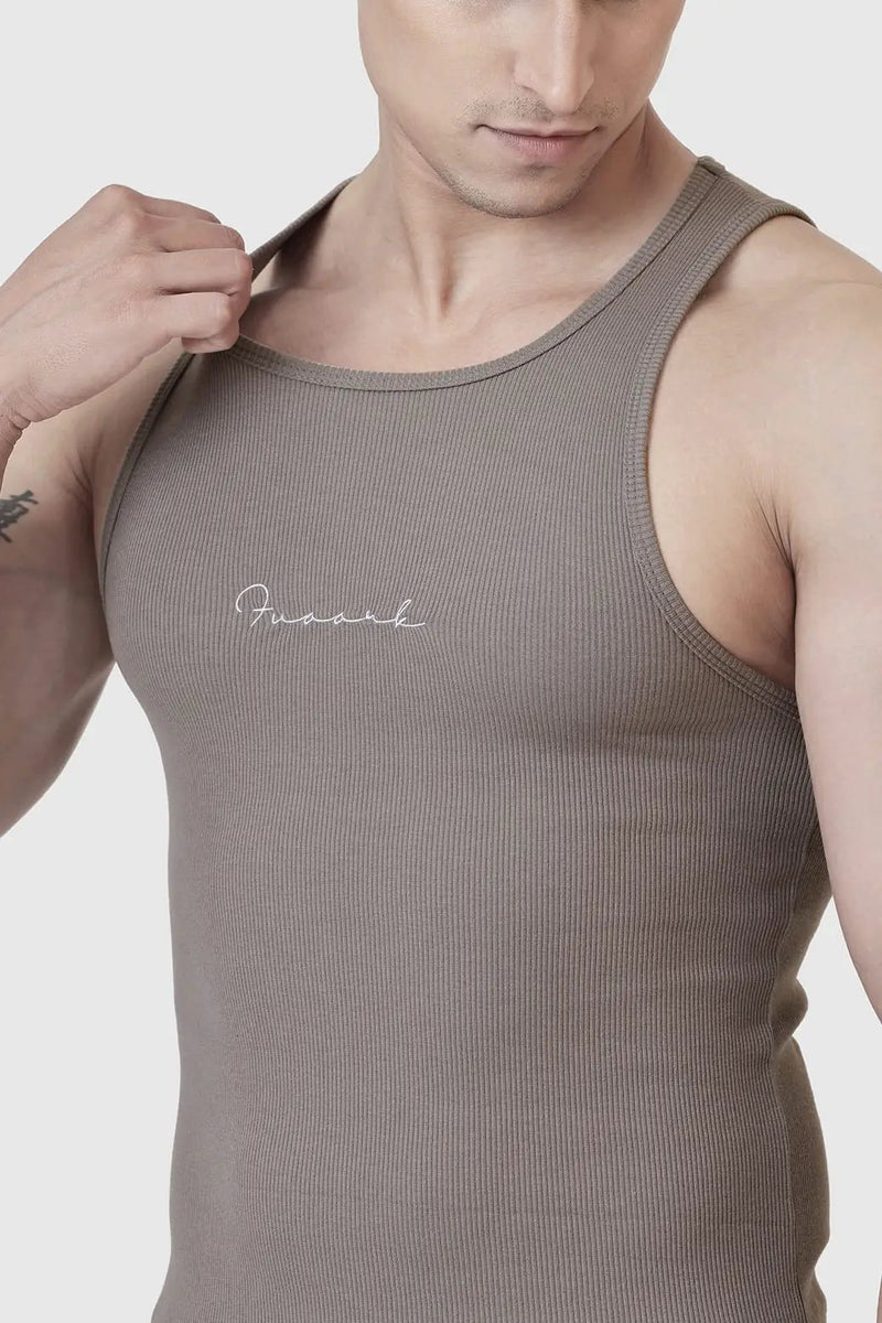 Ribbed Tank Warm Beige by Fuaark Nz