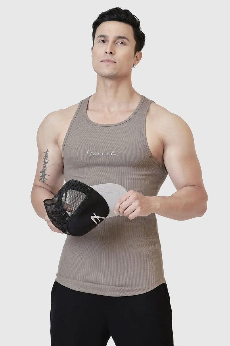 Ribbed Tank Warm Beige by Fuaark Nz