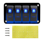 g8buynz 4 Gang Aluminum Rocker Switch Panel Toggle Dash 5 Pin ON/Off 4 Gang Aluminum Rocker Switch Panel Toggle Dash 5 Pin ON/Off