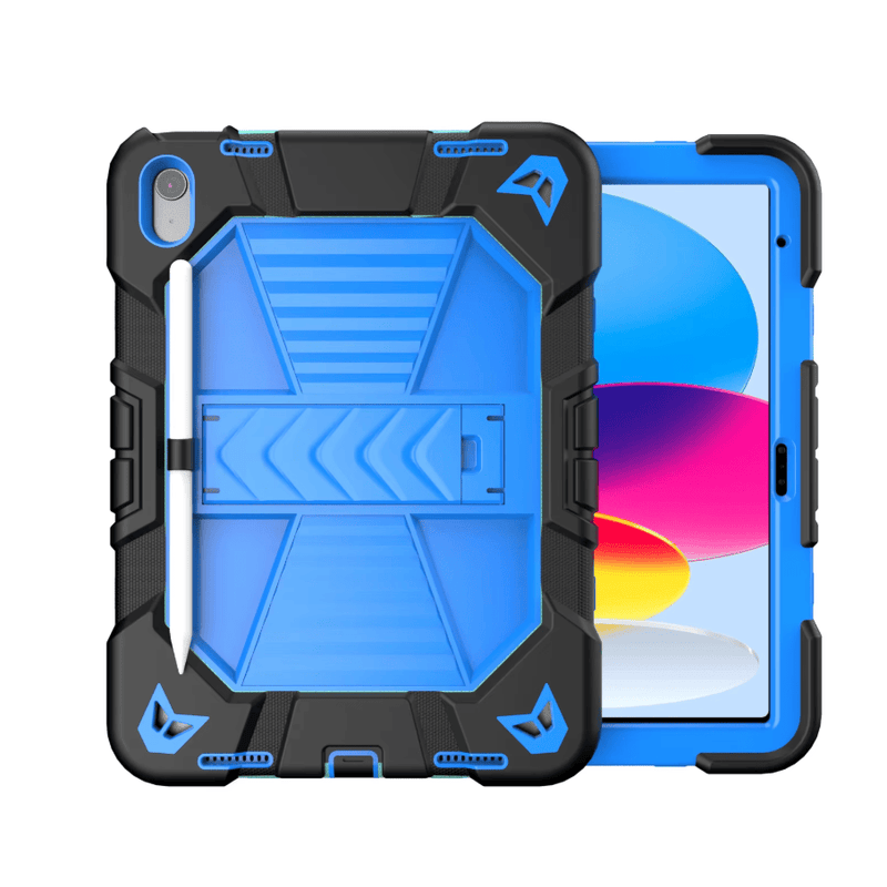 techplus Rugged iPad 11th Gen 10.9 Case Shockproof With Stand And Pencil Holder Blue Rugged iPad 11th Gen 10.9 Case With Stand Pencil Holder