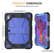 techplus Rugged Blue Shockproof Case For iPad 10th Gen 10.9 Inch With Stand Rugged Blue Shockproof Case For iPad 10th Gen 10.9