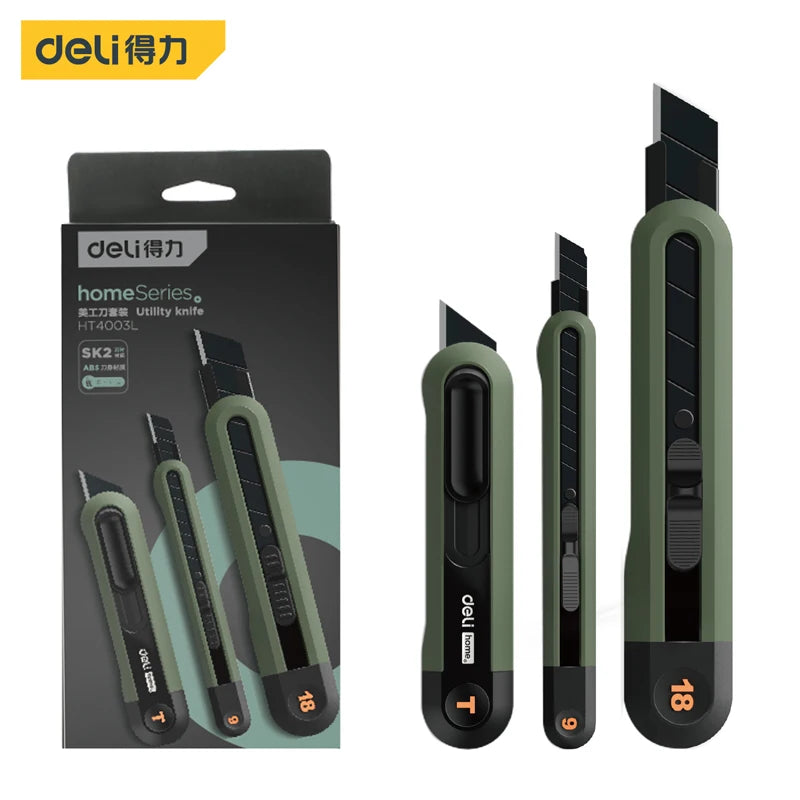 Deli 1/3 Pcs Utility Knife Set Multifunction Self-locking or Rebound Art Knife Sets Portable Office Home Courier Unboxing Knifes - Action Outdoors Kiwi