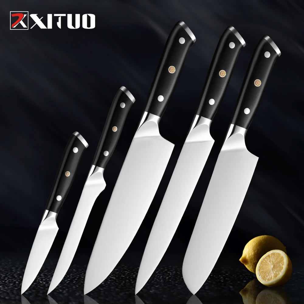 XITUO German Stainless Steel Kitchen Knife 1-7PCS Chef Knife Sharp Santoku Knife Cleaver Paring Knives Boning knife Cooking Tool - Action Outdoors Kiwi