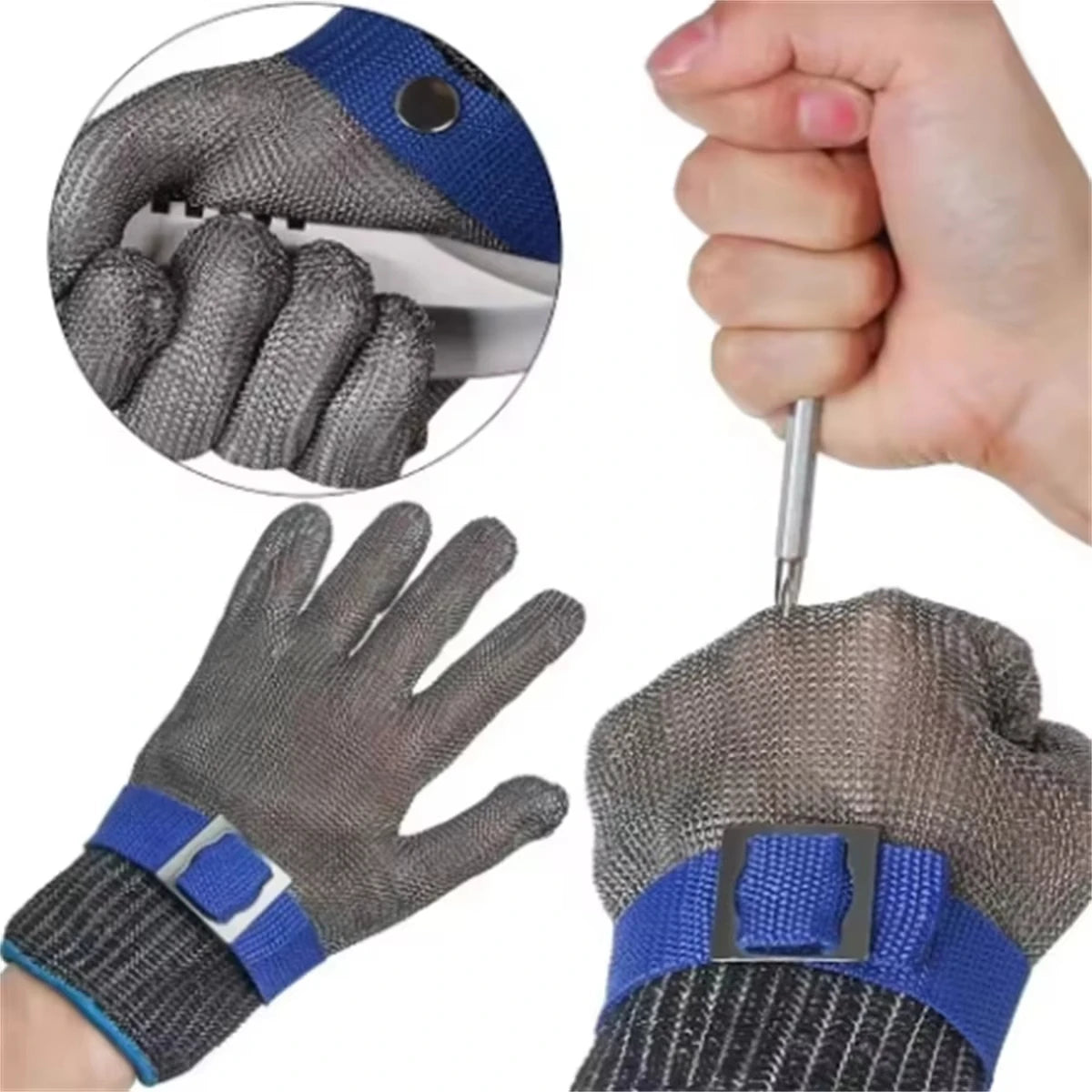 Stainless Steel Gloves Anti-cut Safety Cut Resistant Hand Protective Metal Meat Mesh Glove for Butcher Wire Knife Proof Stab - Action Outdoors Kiwi