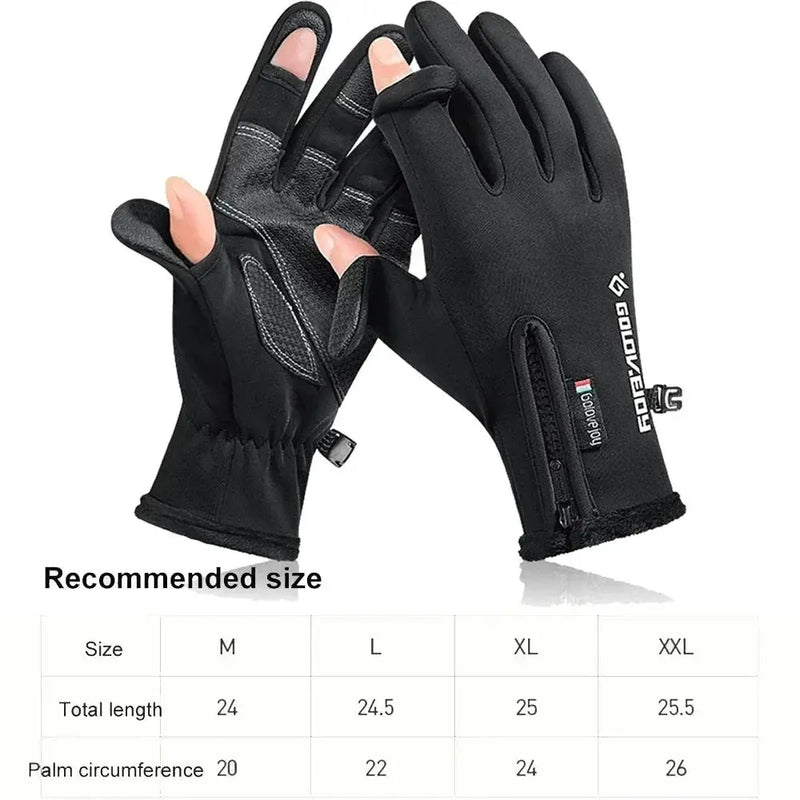 Desers Waterproof Winter Fishing Gloves With Two Finger Flip Conductive Tips Unisex Waterproof Winter Fishing Gloves Conductive Tips