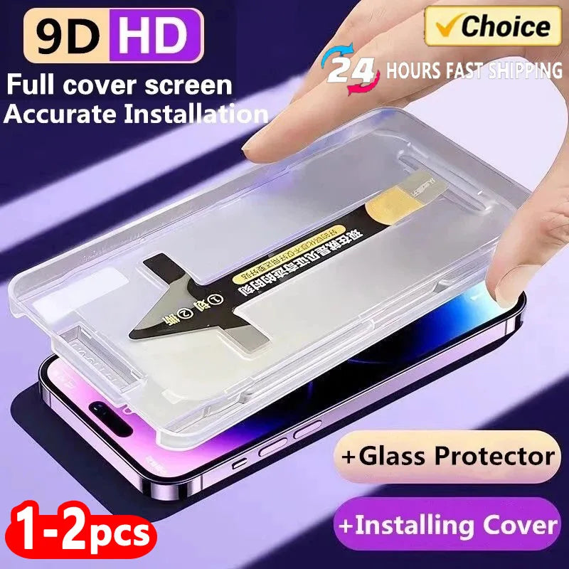 1-2Pc 8K High End Tempered Glass For iPhone 15 14 13 12 11 Pro Max XS MAX 15 Plus Screen Protector With Alignment Mounting Cover - Action Outdoors Kiwi