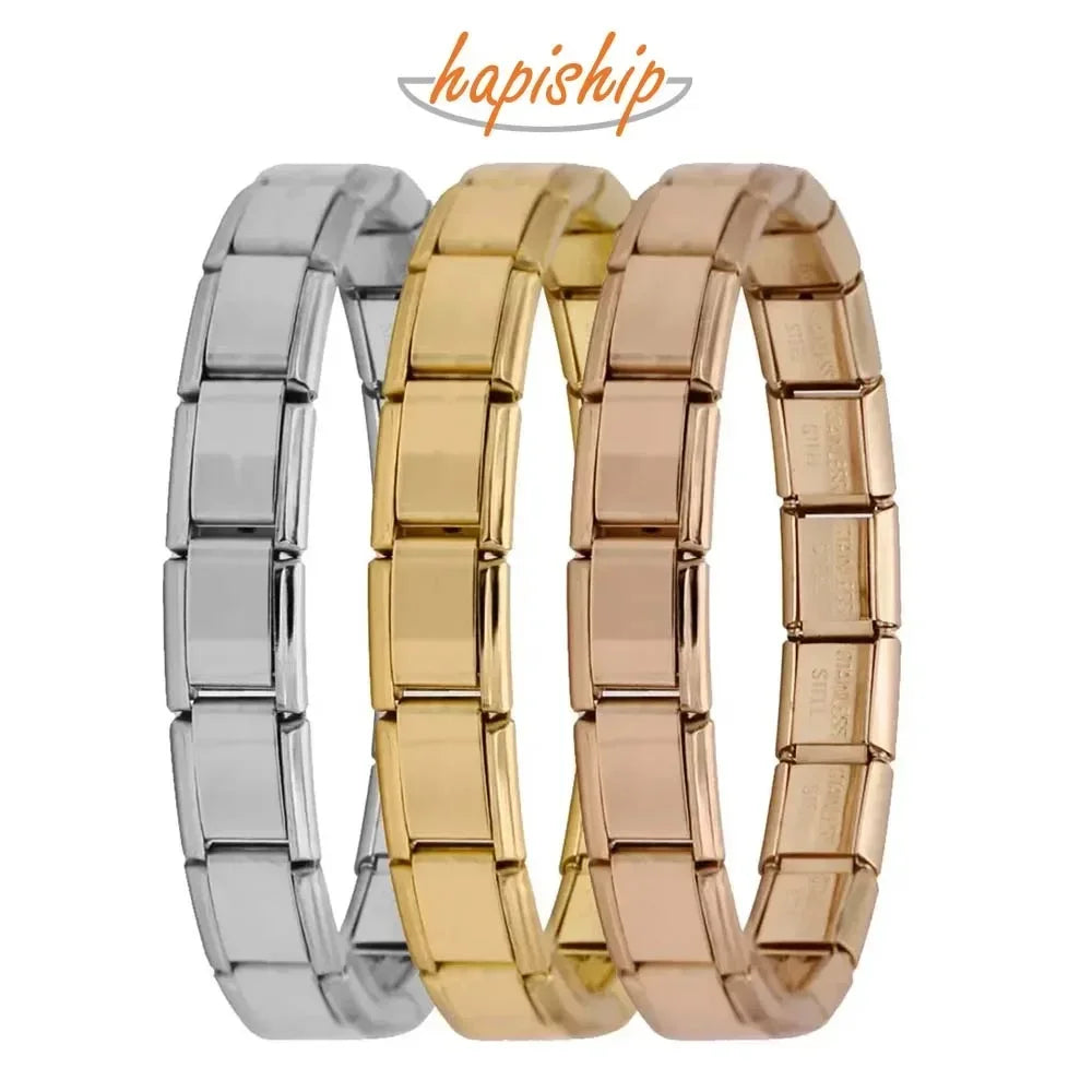 Hapiship New Women's Jewelry 9mm Width Itanlian Elastic Charm Bracelet Fashion Stainless Steel Bangle ST- - Action Outdoors Kiwi