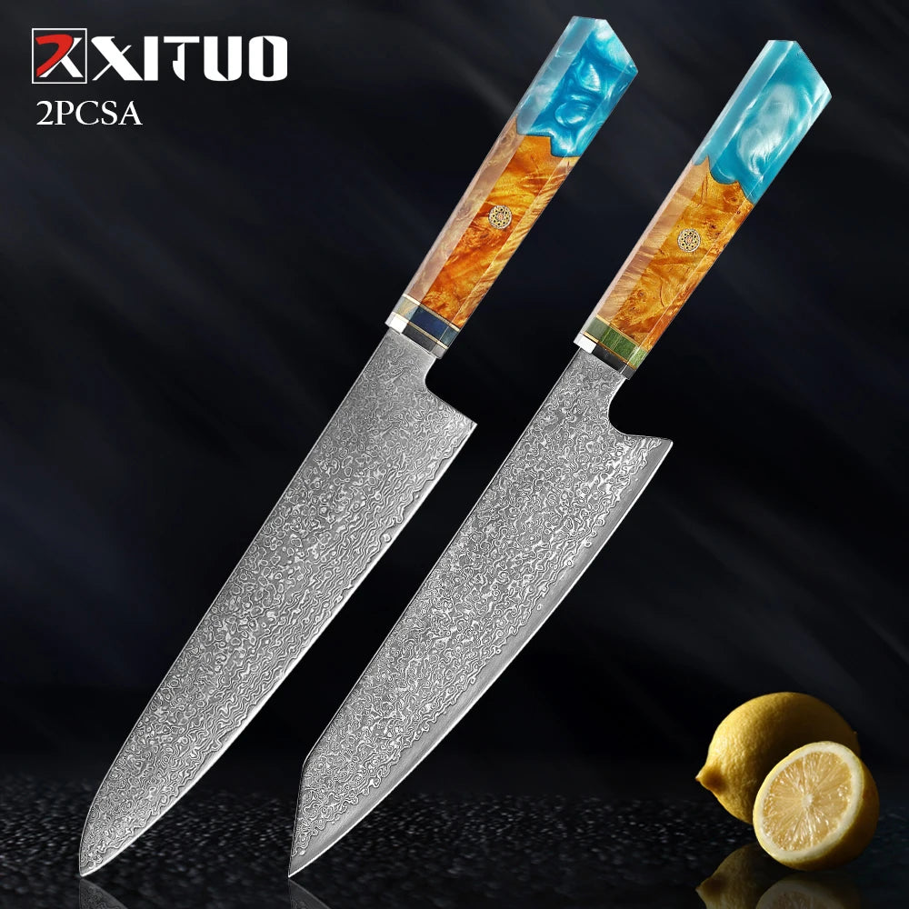 XITUO Damascus Knife Set Kitchen Knife Damascus Steel VG10 Chef Knife Santoku Knives Japanese Knife Home kitchen tools best gift - Action Outdoors Kiwi