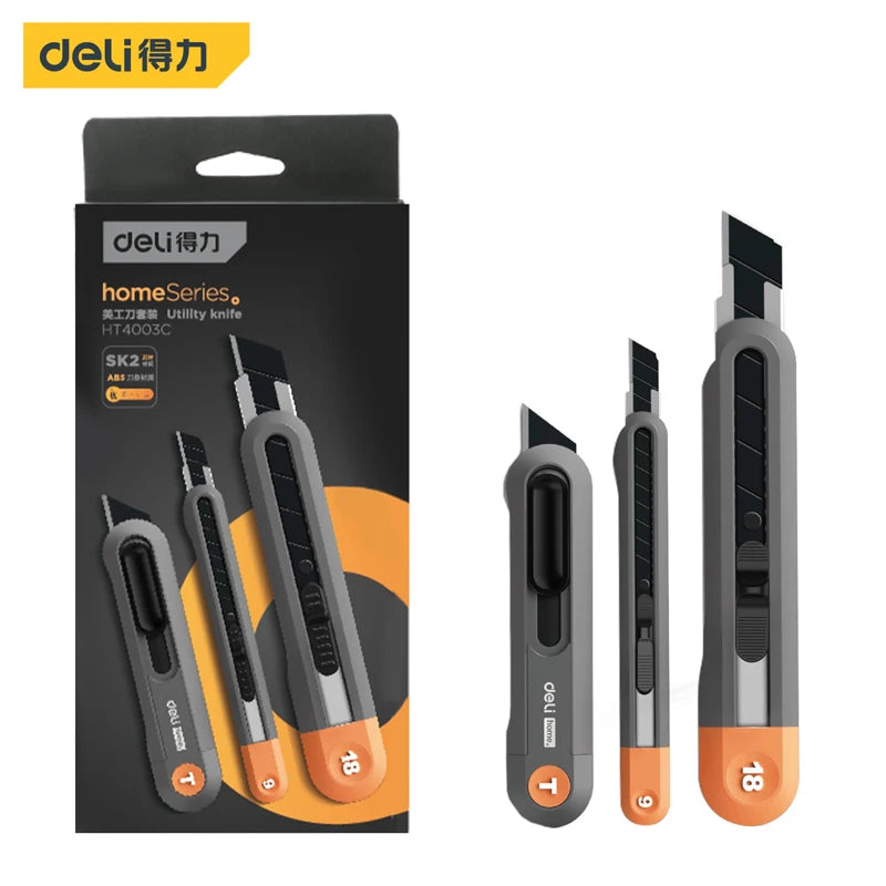Deli 1/3 Pcs Utility Knife Set Multifunction Self-locking or Rebound Art Knife Sets Portable Office Home Courier Unboxing Knifes - Action Outdoors Kiwi