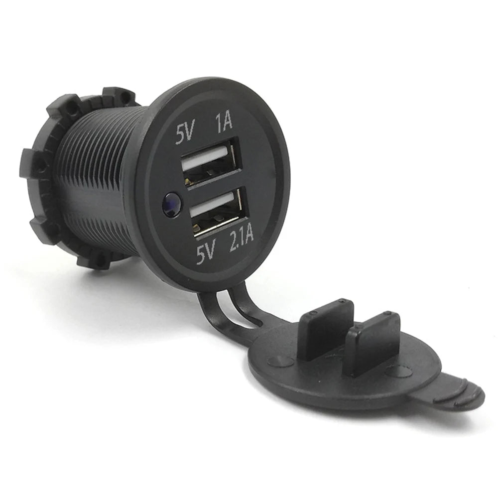 3.1 A Dual USB 2 Ports 12V-24V Universal Car Cigarette Charger Socket Power Adapter Outlet with Blue Light for Car Boat Marine - Action Outdoors Kiwi