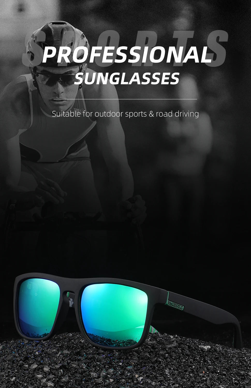 VAGHOZZ Brand Classic Sunglasses Men UV400 Fishing Sun Glasses Women Square Outdoor Male Sport Eyewear Driving Shades - Action Outdoors Kiwi