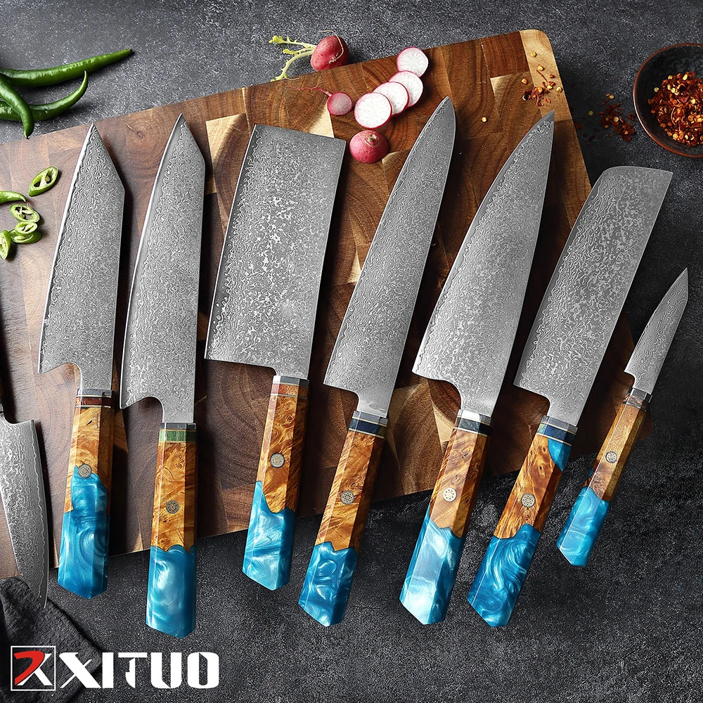 XITUO Damascus Knife Set Kitchen Knife Damascus Steel VG10 Chef Knife Santoku Knives Japanese Knife Home kitchen tools best gift - Action Outdoors Kiwi