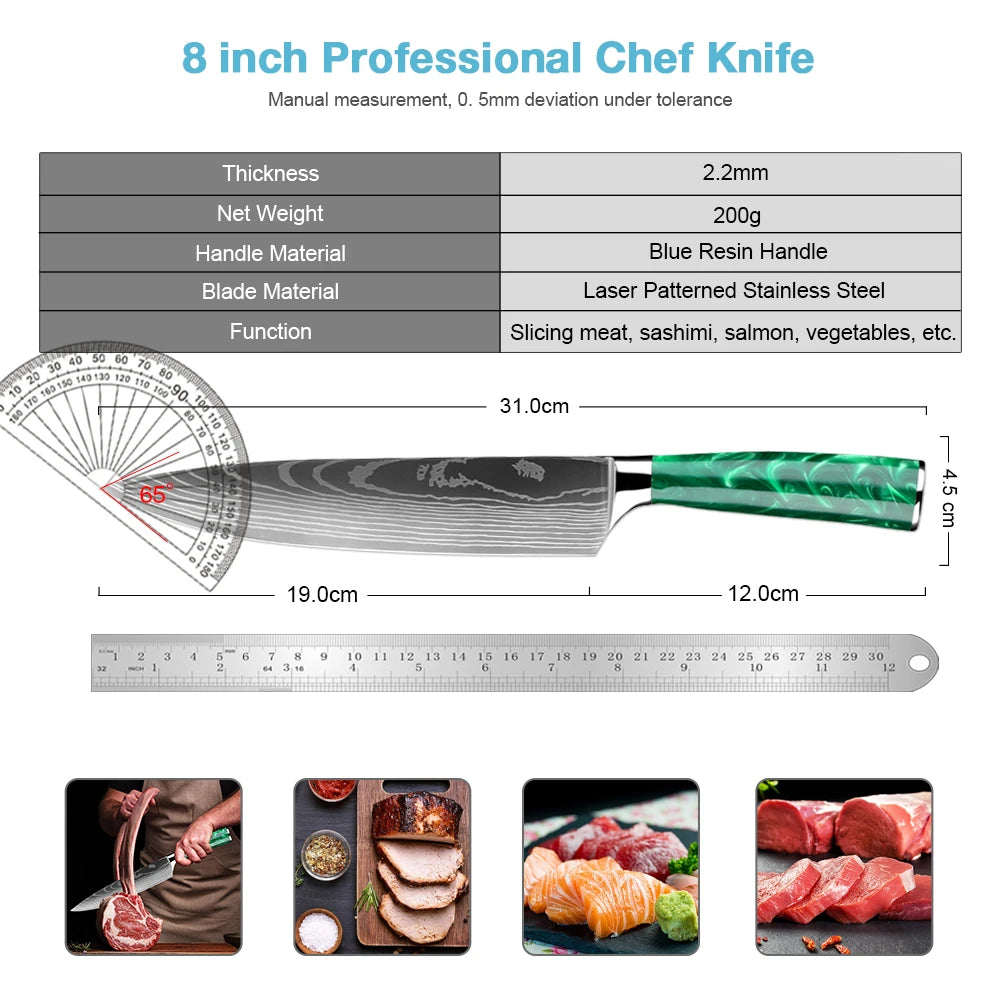 Chef Knife,8 Inch Professional Kitchen Chef Knife German Stainless Steel Ultra Sharp Kitchen Knife Chefs Knives Ergonomic Handle - Action Outdoors Kiwi