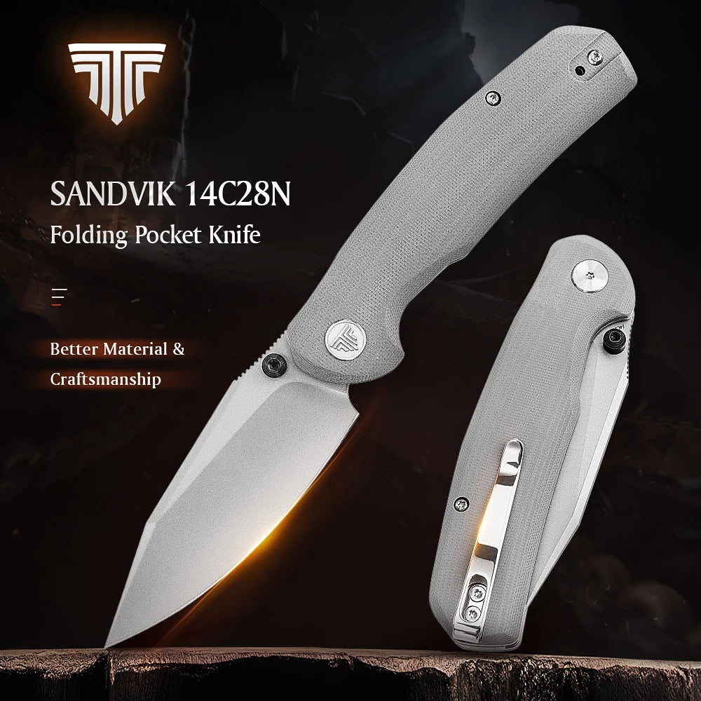 TRIVISA EDC Folding Knife for Men, Axis Pocket Knife with Clip，3.34” 14C28N Steel ,Stonewash Blade,G10 Handle.Camping Tool - Action Outdoors Kiwi