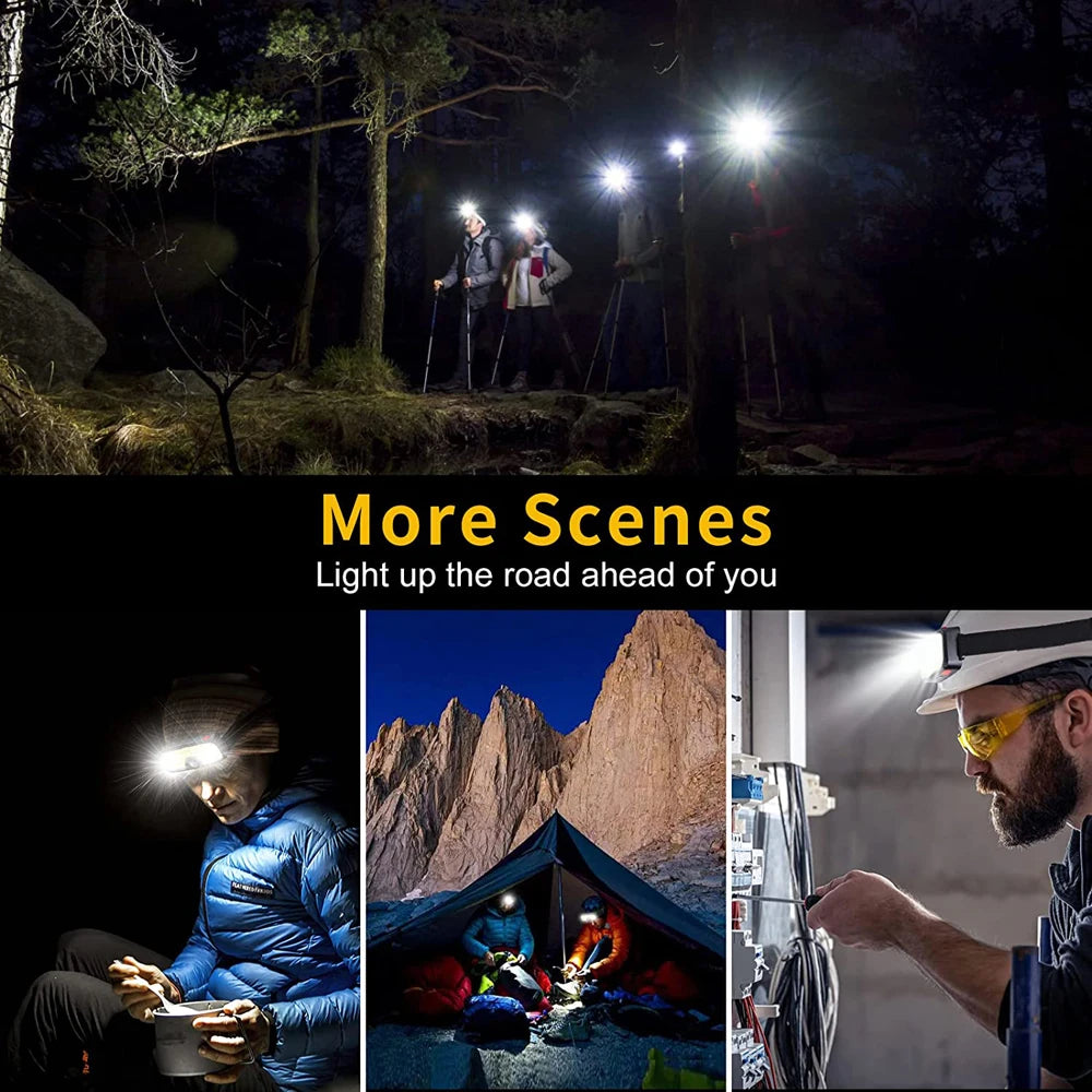 Powerful Headlamp Rechargeable COB LED Headlight Flashlight Outdoor Emergency Lantern Night Working Lights Camping Supplies - Action Outdoors Kiwi