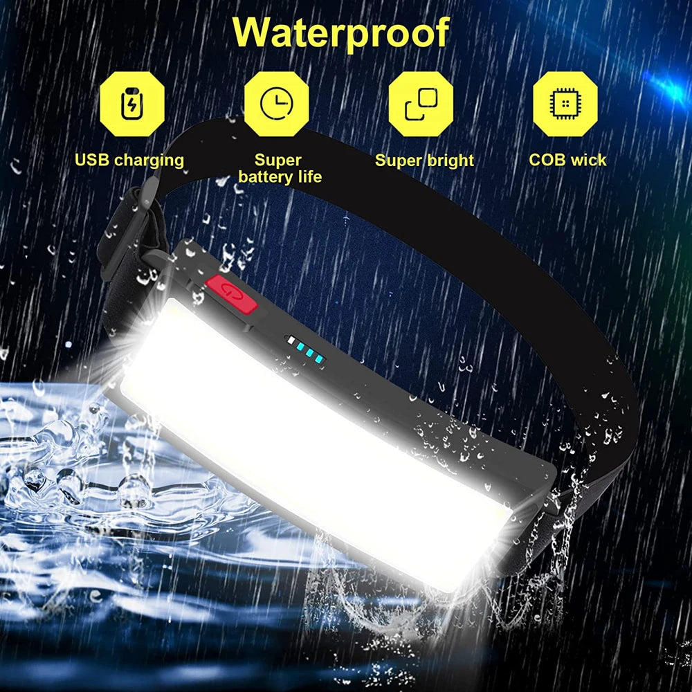Powerful Headlamp Rechargeable COB LED Headlight Flashlight Outdoor Emergency Lantern Night Working Lights Camping Supplies - Action Outdoors Kiwi