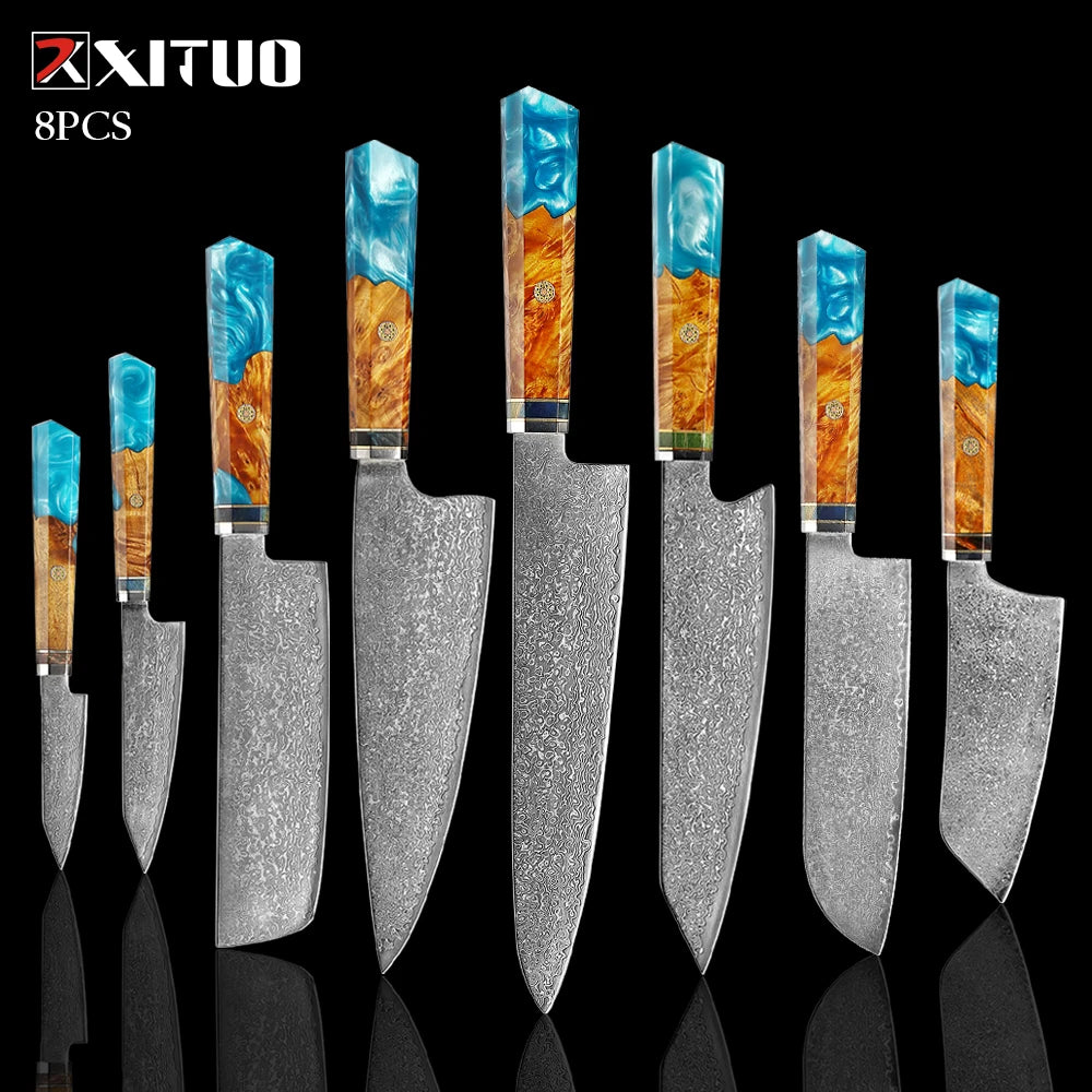 XITUO Damascus Knife Set Kitchen Knife Damascus Steel VG10 Chef Knife Santoku Knives Japanese Knife Home kitchen tools best gift - Action Outdoors Kiwi