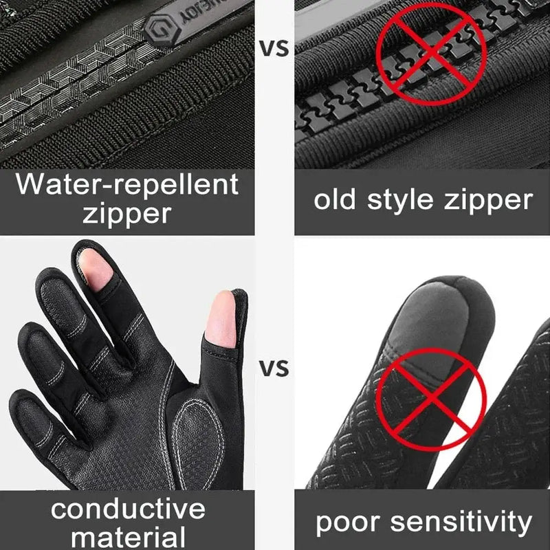 Desers Waterproof Winter Fishing Gloves With Two Finger Flip Conductive Tips Unisex Waterproof Winter Fishing Gloves Conductive Tips