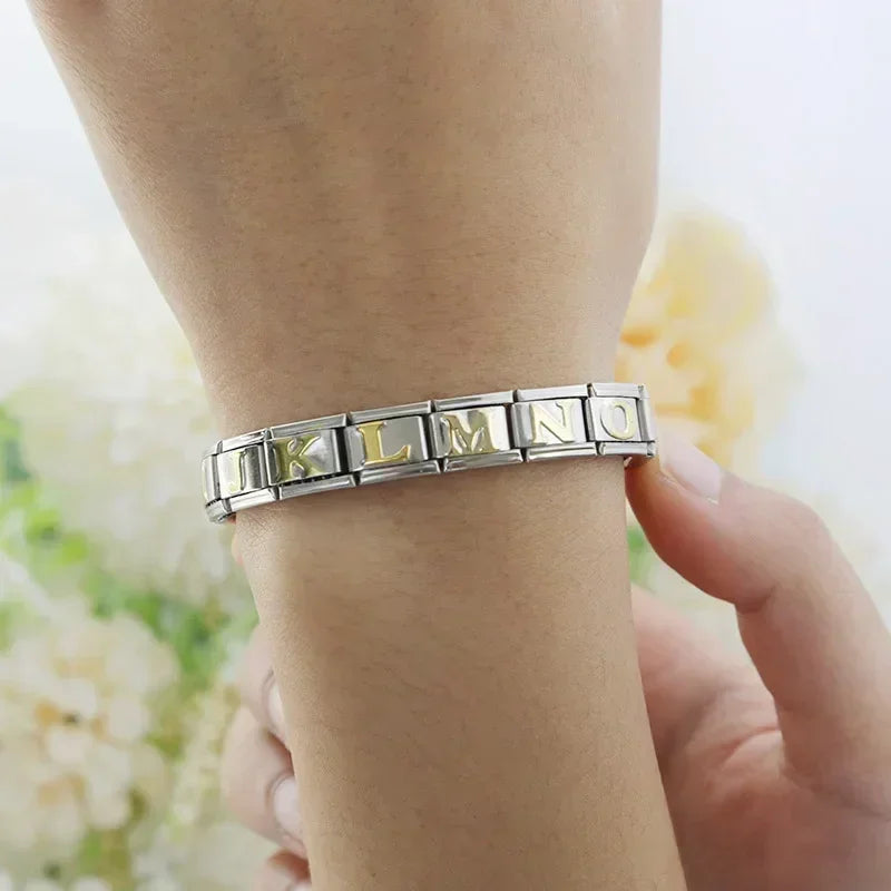 Hapiship 2024 New Fashion 26 English Letters Italian Charm Links Fit 9mm Stainless Steel Bracelet Making Women Jewelry DJ110 - Action Outdoors Kiwi