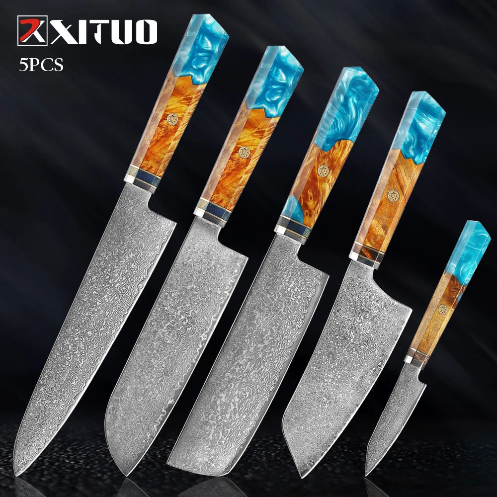 XITUO Damascus Knife Set Kitchen Knife Damascus Steel VG10 Chef Knife Santoku Knives Japanese Knife Home kitchen tools best gift - Action Outdoors Kiwi
