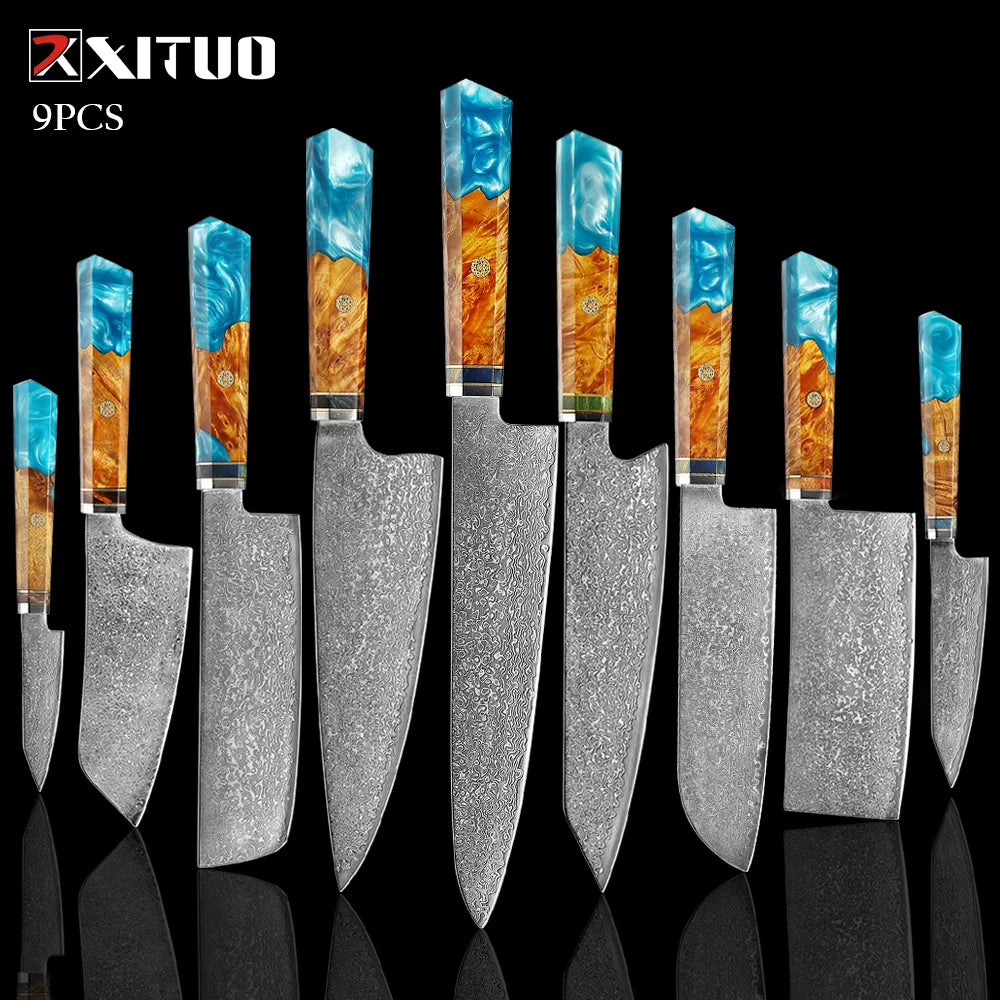 XITUO Damascus Knife Set Kitchen Knife Damascus Steel VG10 Chef Knife Santoku Knives Japanese Knife Home kitchen tools best gift - Action Outdoors Kiwi