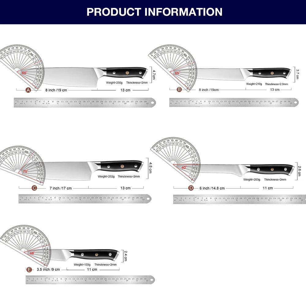 XITUO German Stainless Steel Kitchen Knife 1-7PCS Chef Knife Sharp Santoku Knife Cleaver Paring Knives Boning knife Cooking Tool - Action Outdoors Kiwi