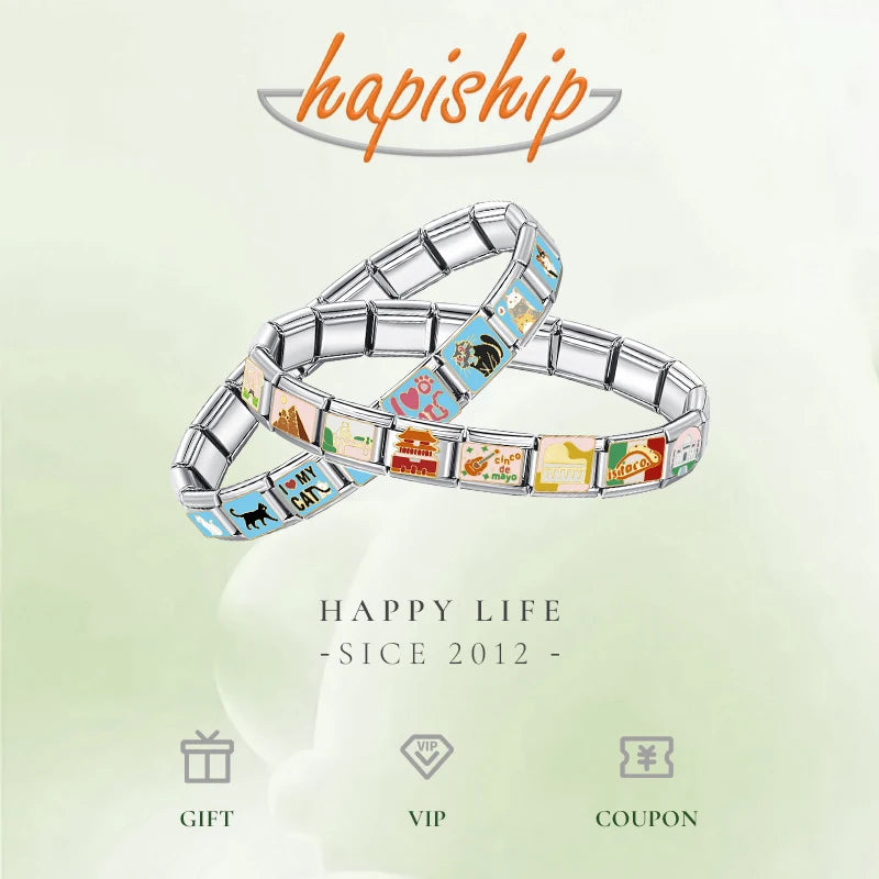 Hapiship 2024 New Fashion 26 English Letters Italian Charm Links Fit 9mm Stainless Steel Bracelet Making Women Jewelry DJ110 - Action Outdoors Kiwi