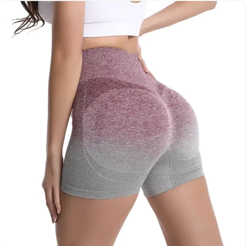 Women's High-Waist Gradient Yoga Shorts - Athletic Workout Shorts | Gym & Fitness by Mead's Supply & Equipment Outfitters limited