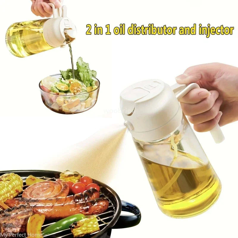 2in1 500ml Plastic Spray Oil Sprayer Bottle Spray Oil Dispenser Oil Jar Cruet BBQ Kitchen Baking Roasting Picnic Kitchen Tool - Action Outdoors Kiwi