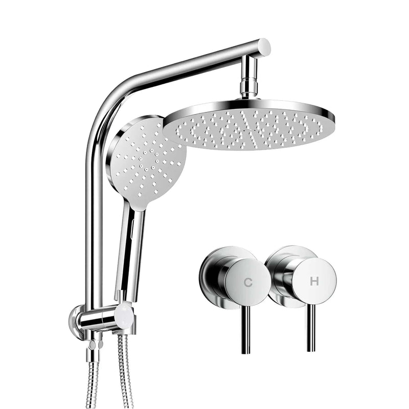 SportZone.co.nz Furniture > Bathroom > Shower Heads & Screens Cefito 9'' Rain Shower Head Set Handheld Round High Pressure Twins Tap Chrome Cefito 9'' Rain Shower Head Set Handheld Round High Pressure Twins Tap Chrome