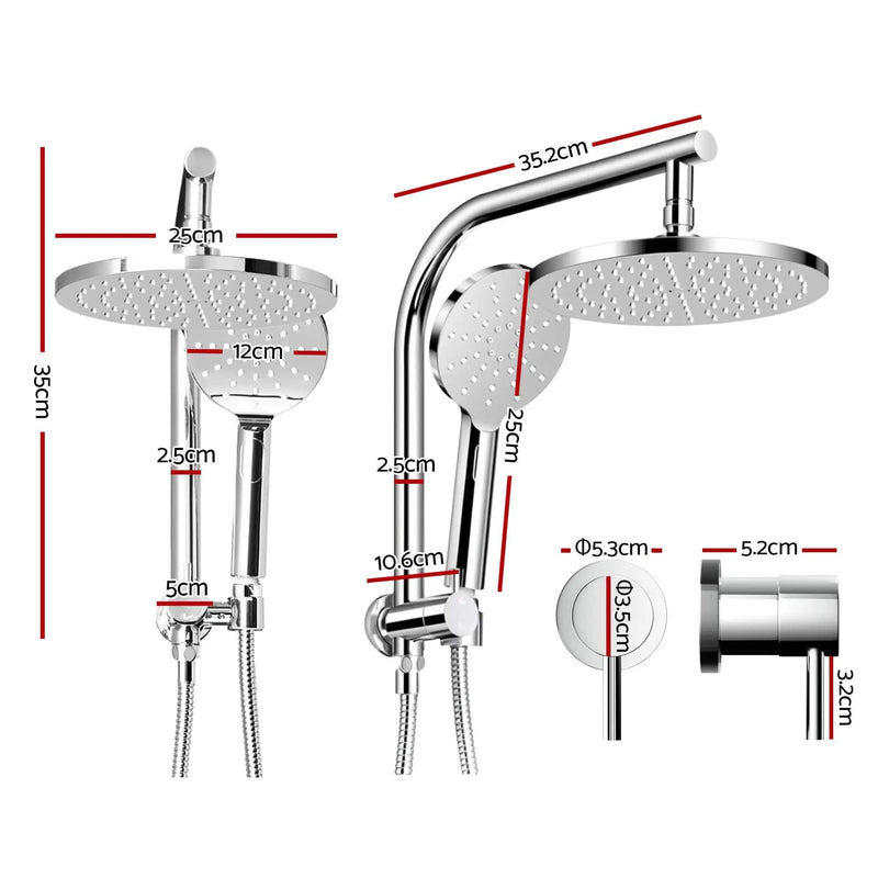 SportZone.co.nz Furniture > Bathroom > Shower Heads & Screens Cefito 9'' Rain Shower Head Set Handheld Round High Pressure Twins Tap Chrome Cefito 9'' Rain Shower Head Set Handheld Round High Pressure Twins Tap Chrome