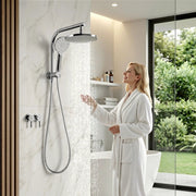 SportZone.co.nz Furniture > Bathroom > Shower Heads & Screens Cefito 9'' Rain Shower Head Set Handheld Round High Pressure Twins Tap Chrome Cefito 9'' Rain Shower Head Set Handheld Round High Pressure Twins Tap Chrome